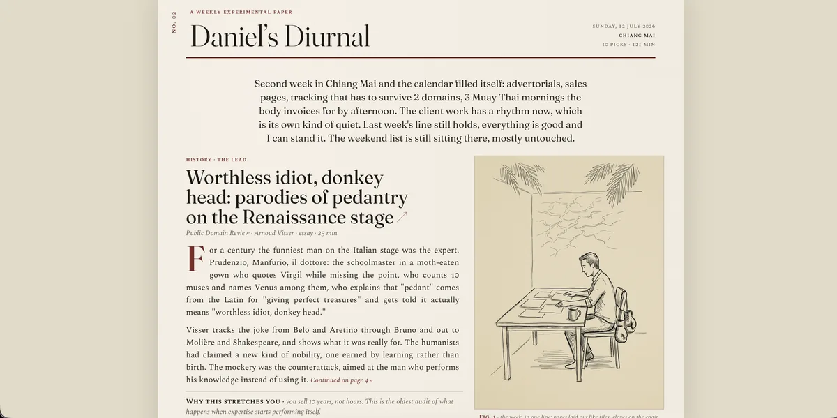 Front page of Daniel's Diurnal, a weekly personal newspaper