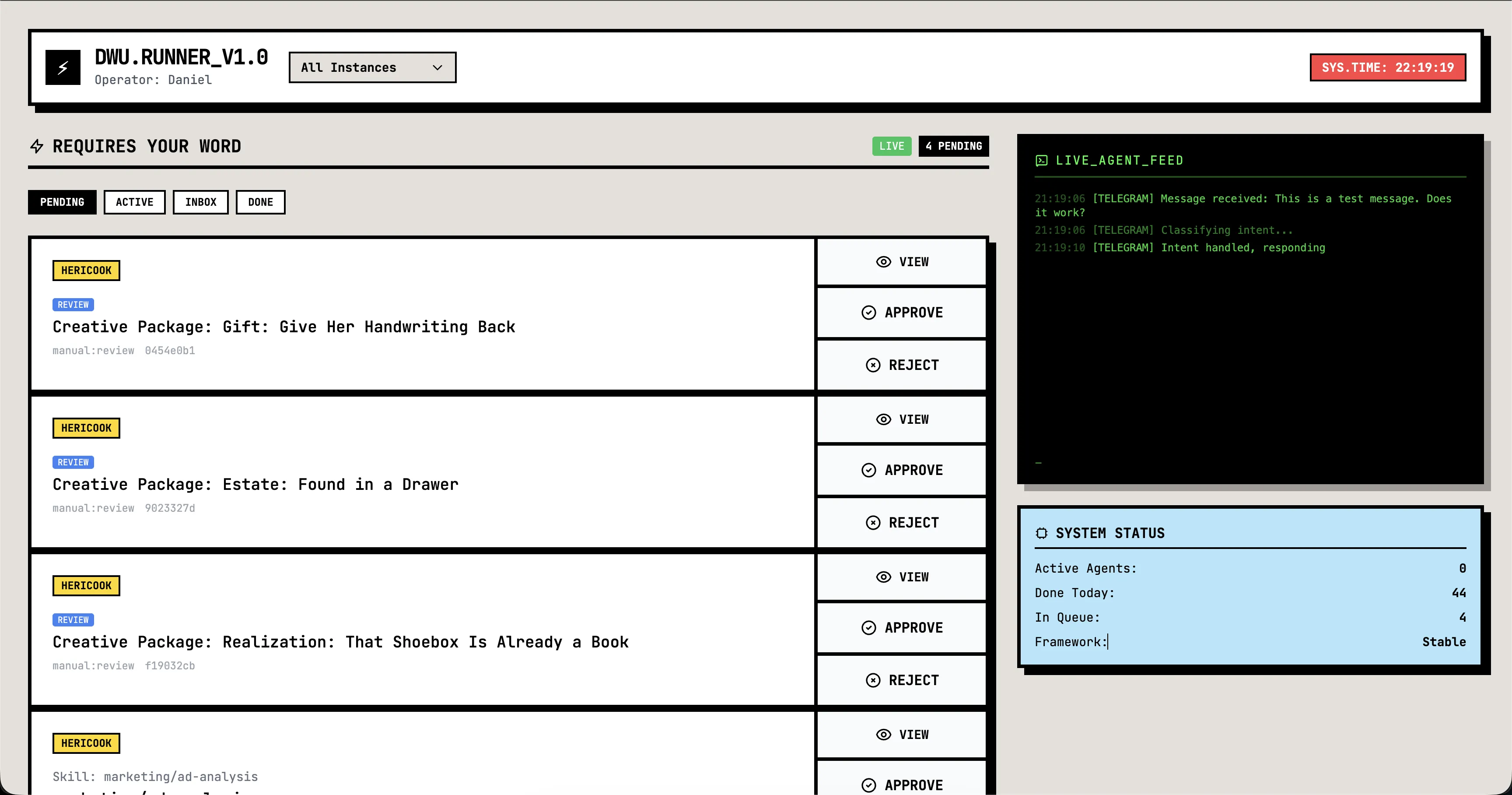 DWU Runner Dashboard